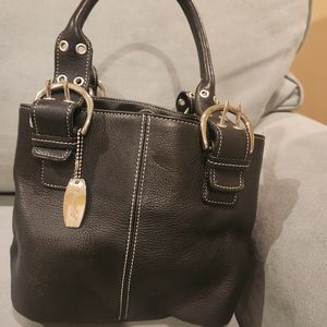 Tignanello Black Leather Convertible Satchel.